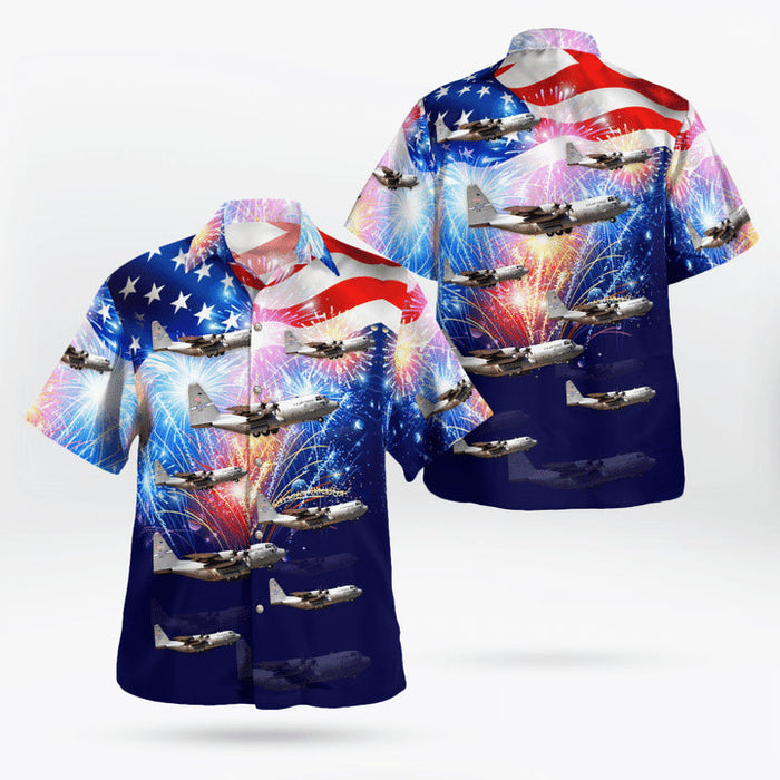 Kentucky Air National Guard 165Th Airlift Squadron Lockheed C-130H Hercules, 4Th Of July Hawaiian Shirt