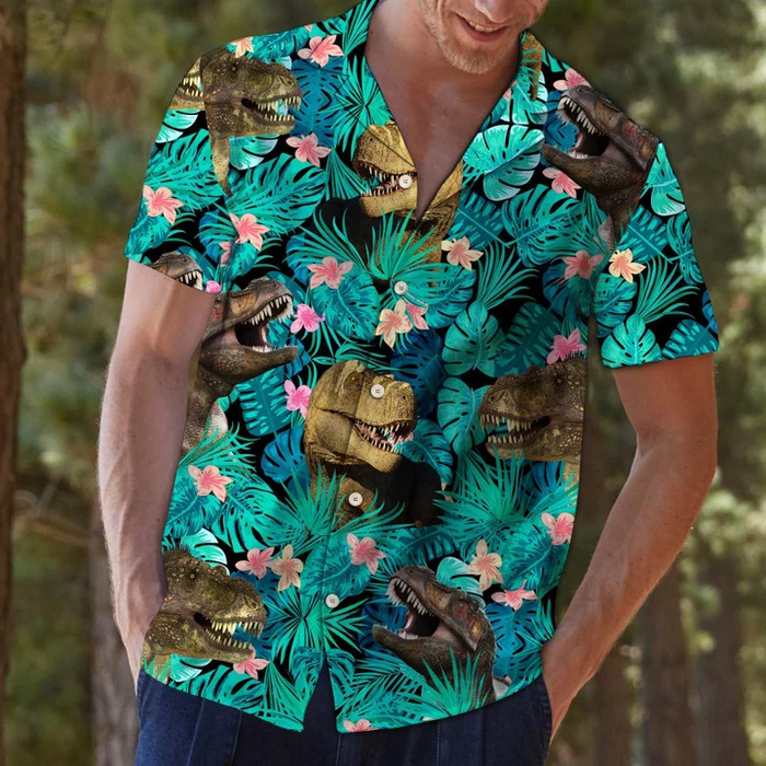 T-Rex Tropical Hawaiian Shirt, Summer gift for Men and women